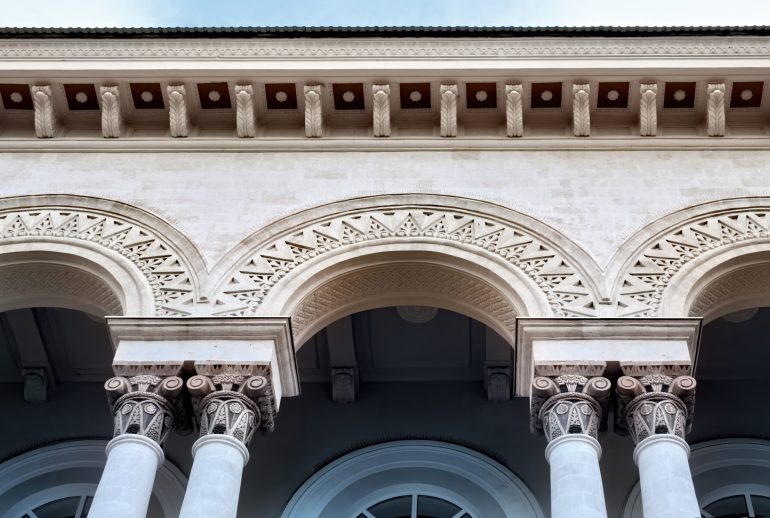 Facade of an old building in Chisinau, Moldova